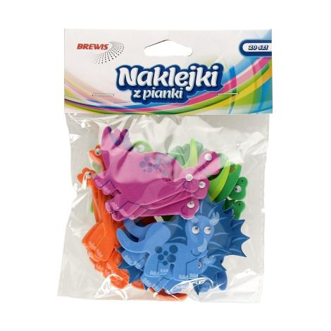Naklejki z mikrogumy Brewis Dinozaury, 20szt